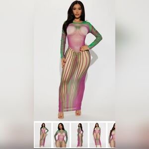 Multicolor Sheer Maxi Dress